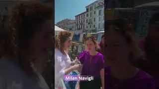 🇮🇹 Antique Market Along Milan's Navigli Canals #travel #italy #shorts