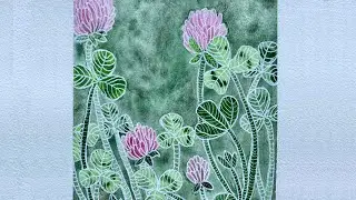 Red clover☘️ watercolor and doodle inspired by medieval book, 4K doodle/paint along, written guide