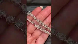 Mixed Cut Diamond Two-Row Pendant Necklace in White Gold