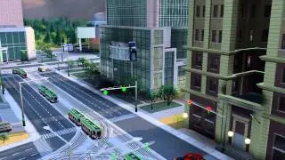 SimCity Close up vehicle driving to building on top of building
