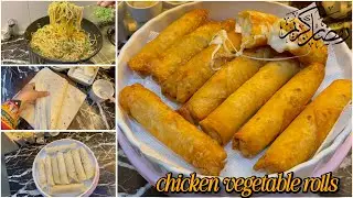 Chicken Spring Rolls Recipe | Chicken Vagetable Rolls Recipe |By Recipe With Tayyaba