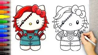 How to Draw Chucky Hello Kitty | Easy Halloween Art for Beginners