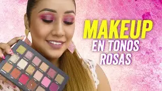 Maquillaje de noche en tonos rosas