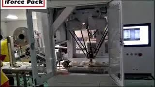 Automatic wet tissue bag robot hand placing machine spider hand packer line Music