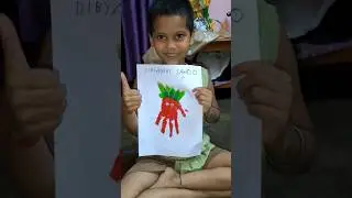 Strawberry Handprint Art by My Little Student 🍓 | Easy Kids Art Idea💡| #shorts #kidsart #craft