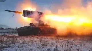Russians multi barrel rocket launcher fire