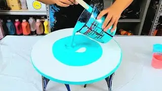 Бабочка - абстрактное искусство с яркими красками! Розовый и Аква - Акриловая заливка