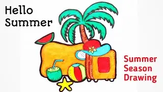 Beautiful Summer Season Drawing Easy || How To Draw Summer Season || Summer Season Drawing Easy