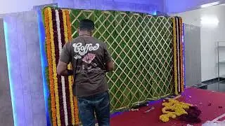 Traditional banana leaf backdrop #flowerdecoration #wedding #babyshower#events#kitchendecor 