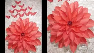 how to make beautiful red wall hanging flower DIY paper crafts /  best Eid special home decor ideas