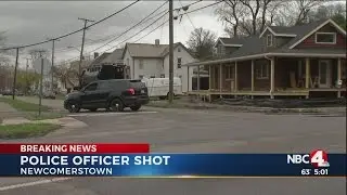 Police searching for searching for suspects who shot Newcomerstown, Ohio police officer