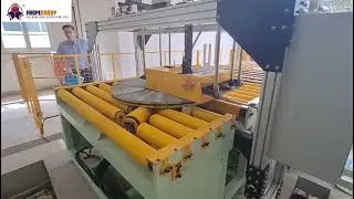 steel coil strapping wrap turntable palletizing packaging line automated