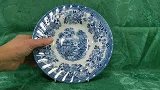 Myott Tonquin Blue and White China 9-Inch Soup Bowl