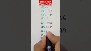 Square Root Values (1-10) #shorts #maths