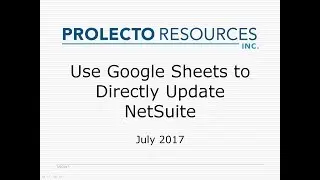 Prolecto: Google Sheet Applicator for NetSuite 20170709