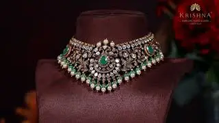 Victorian Polki Necklace / Polki Jewellery Designs 2022 / Krishna Jewellers Pearls & Gems