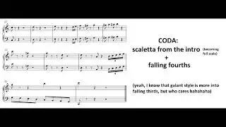 Using galant schemata to produce upbeat, dancy music - from piano sketch to full orchestral score