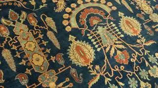 Vintage Persian Kirman in Shades of Rust, Beige and Light Blue Handmade Wool Rug BB5860