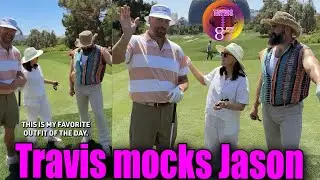 Travis Makes Fun of Jason Kelce's '70s Outfit at 8AM Invitational Golf Tournament