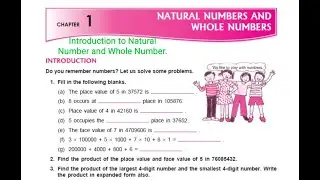 Class 6 , DAV, Maths, Chapter   1, Introduction to Natural Numbers and  Whole Numbers   II  Part   1