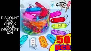 Transparent Colorful Keychains Split Ring Plastic Key Tags Pendant Taggable Number Name Label Keyrin