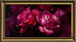 Elegant Gold Frame Art TV | Romantic Pink Roses 4K | 6 Hours TV Art Gallery | Ambient for Home Decor