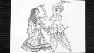 Easy Garba Drawing || Garba Drawing || Navratri Drawing Easy || Pencil Drawing