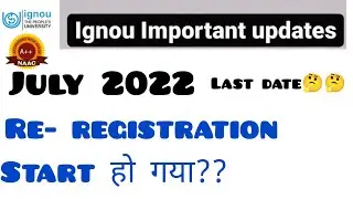 Ignou new updates/ignou re registration june 2022/ignou assignment last date #ignoureregistration