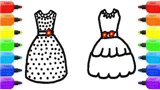 Learn Colors with Drawing and Coloring Dresses for Kids Children and Baby