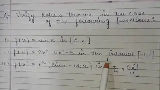 Important ques on Rolle's Theorem