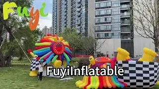 Watch the Installation: Unique Inflatable Art &ndash; Lion Head & Elephant Body on Lawn 🦁🐘