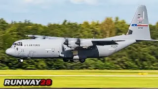 Large Formation Hercules Recovery at Eindhoven; Plane Spotting