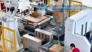 Corrugated Cardboard Carton Bundles Palletizing System with Gantry Alignment and Sorting device