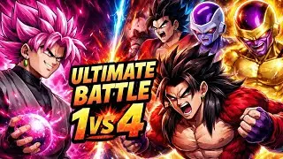 Ultimate battle 1vs4 Goku black VS Vegeta ssj4 gohan and frieza 