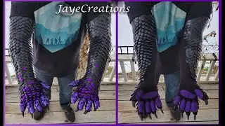 Premium Purple and Black Gradient - XL Half Wrap Ombre Gauntlets - ASMR - Scalemail - JayeCreations
