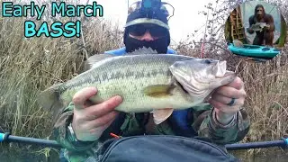 Bass fishing from a kayak in Washington state. Early spring/late winter bass.