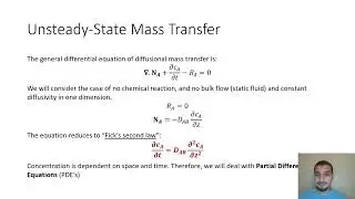 Mass transfer in English | 40 | Unsteady state molecular diffusion - Introduction