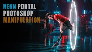 NEON portal photoshop manipulation | easy tricks | neon effect | neon circle | tutorial