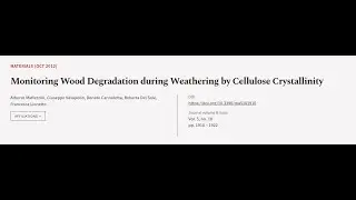 Monitoring Wood Degradation during Weathering by Cellulose Crystallinity | RTCL.TV
