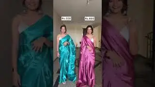 satin saree / affordable saree #satinsaree #pinksaree #meesho #amazonfinds #farewell #bridemaidress