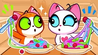 Rainbow Spagetty Adventure | Funny Cooking Stories for Kids | Restaurant Manners | Nursery Rhymes