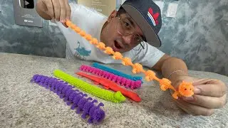 TESTANDO CENTOPEIAS PEGAJOSAS QUE ESTICAM MUITO!!