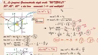 Funzioni goniometriche di 30°, 45°, 60° e dei loro associati