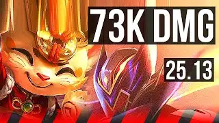 TEEMO vs GANGPLANK (TOP) | 73k DMG, 6 solo kills, Legendary, 16/5/14 | KR Master | 25.13