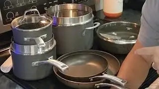 Набор из 10 кастрюль и сковородок Calphalon Classic с твёрдым анодированным антипригарным покрыти...
