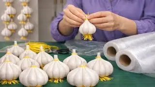 Genius Recycling Idea! Garlic Decor Made from Plastic Bags