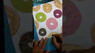 mari kita gambar donat tutorial easy oil pastel drawings donut doughnuts #arts #shorts 🍩