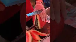 This Thai Street Watermelon Is as Bright as It Is Delicious! - Fruit Cutting Skills!