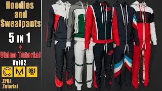 Cloth: 5 Hoodies and Sweatpants + Video Tutorial + CLO+ OBJ Vol02 || Intro