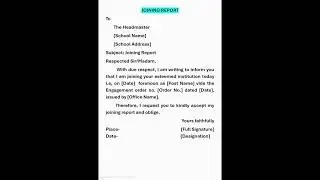 Joining Report Format/How to write Joining Report/Joining Report for School Teacher #joining_letter